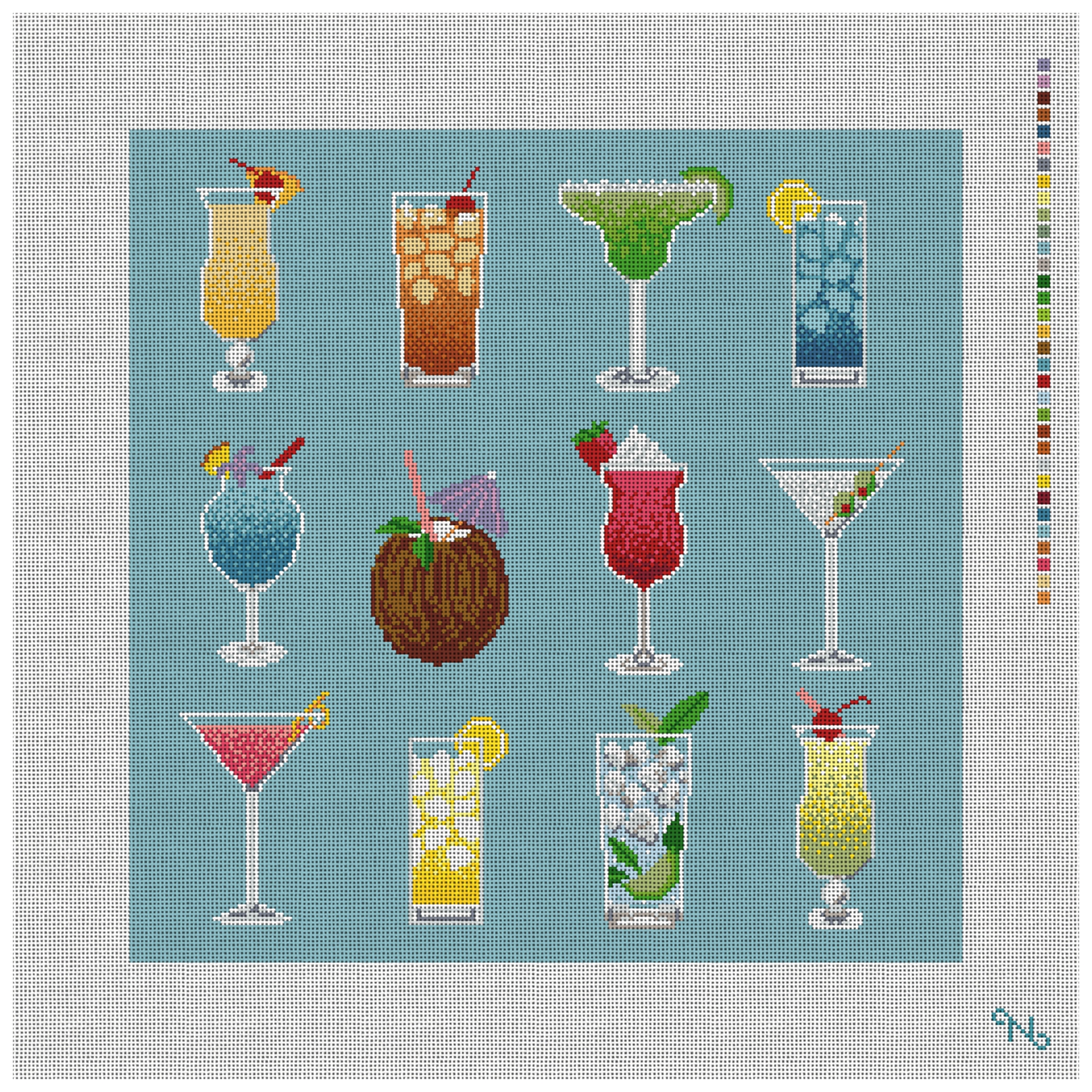 Summertime Cocktails Needlepoint Pillow Kit