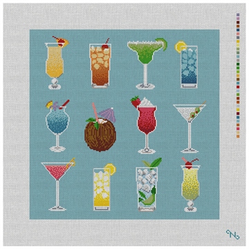 Summertime Cocktails Needlepoint Pillow Kit