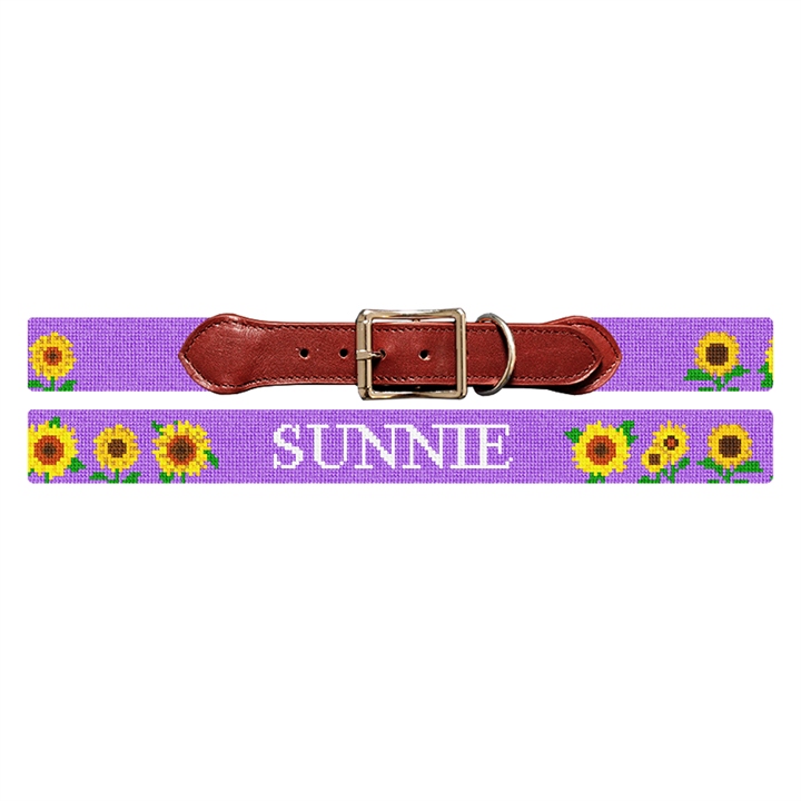 Sunflower Needlepoint Dog Collar