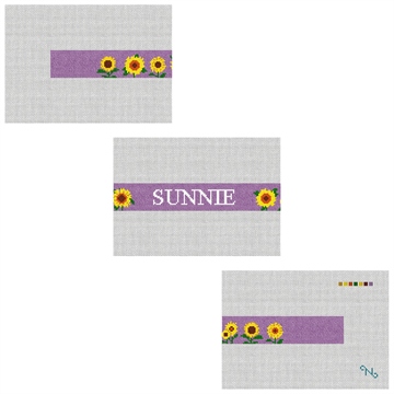 Sunflower Needlepoint Dog Collar Kit Stitched Preview