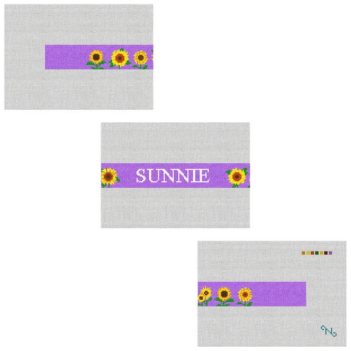 Sunflower Needlepoint Dog Collar Kit Stitched Preview