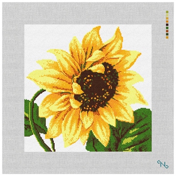 Sunflower Needlepoint Pillow Kit Stitched Preview