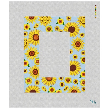 Sunflower Picture Frame Needlepoint Kit Stitched Preview