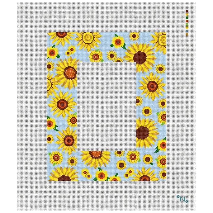 Sunflower Picture Frame Needlepoint Kit Stitched Preview