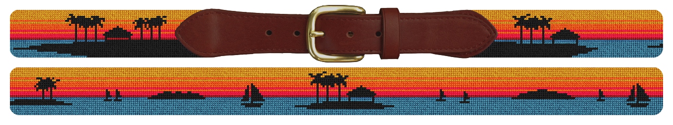 Sunset Sailing Needlepoint Belt