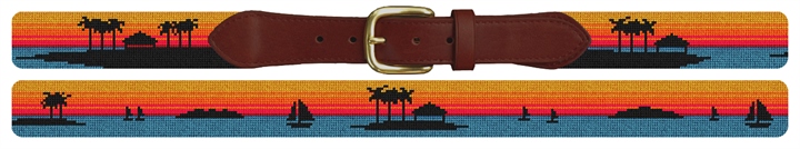 Sunset Sailing Needlepoint Belt