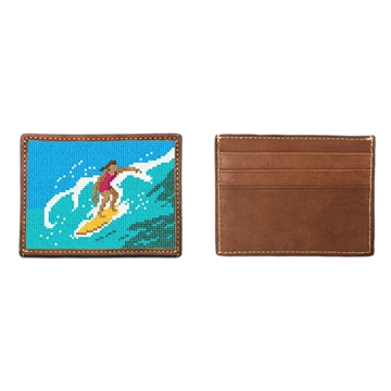 Surfing Girl Needlepoint Card Wallet