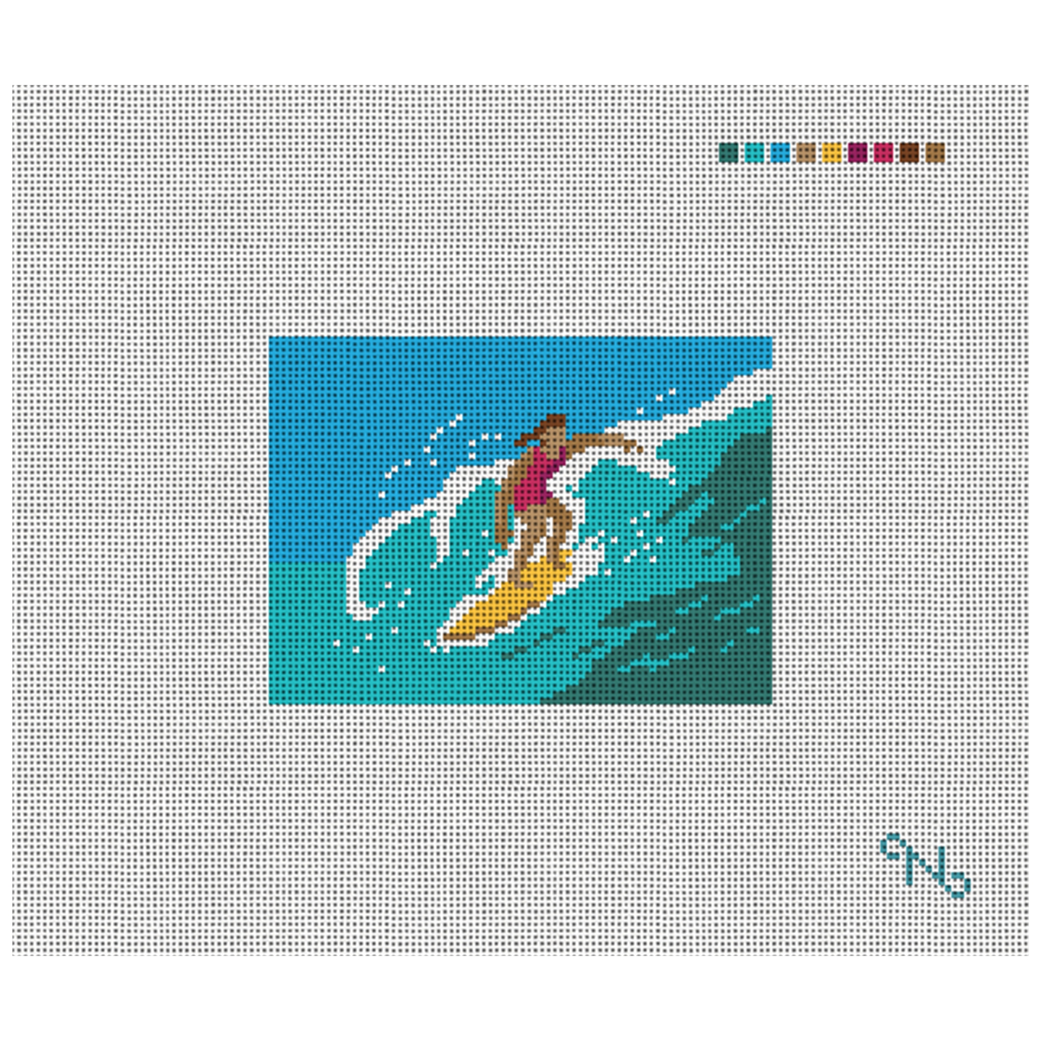 Surfing Girl Needlepoint Card Wallet Kit