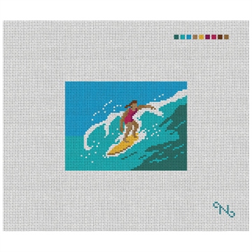 Surfing Girl Needlepoint Card Wallet Kit