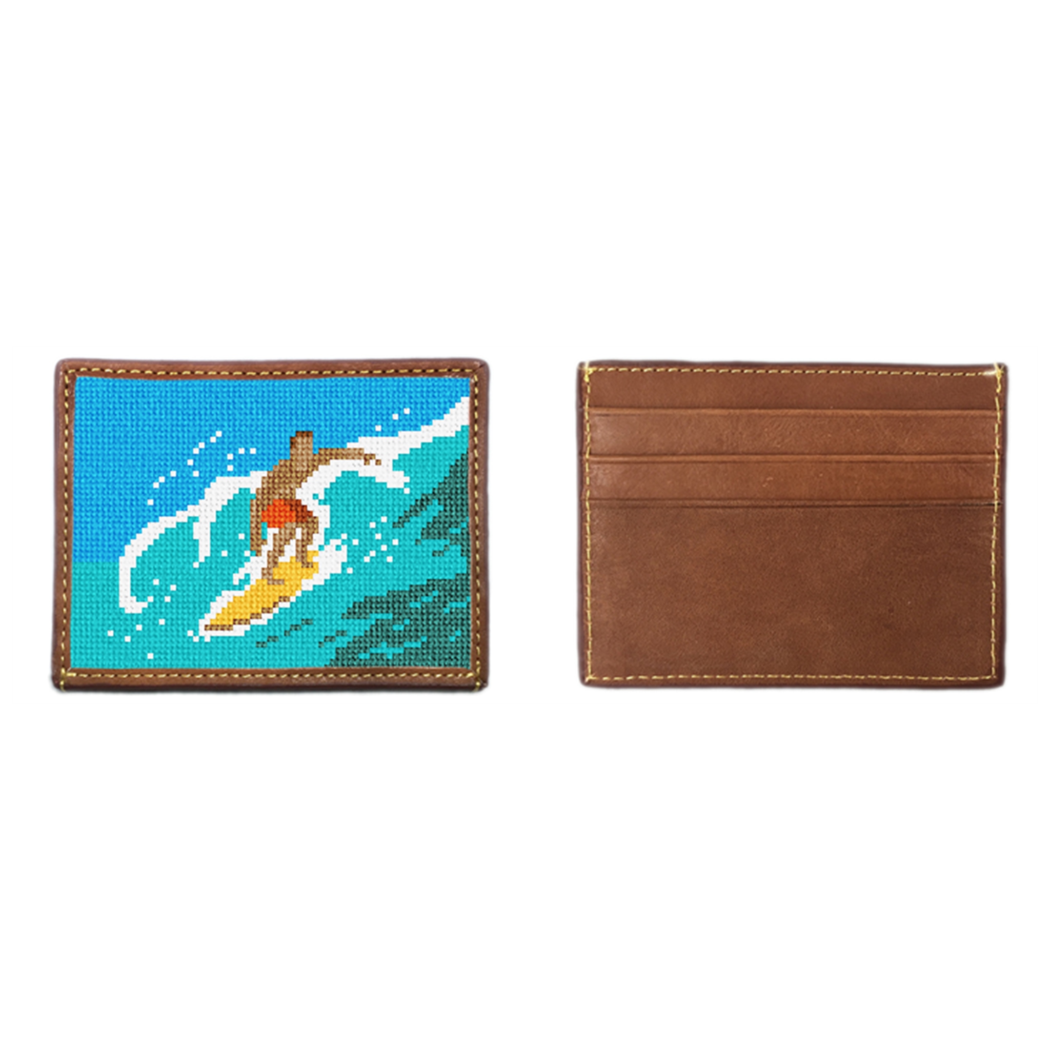 Surfing Needlepoint Card Wallet