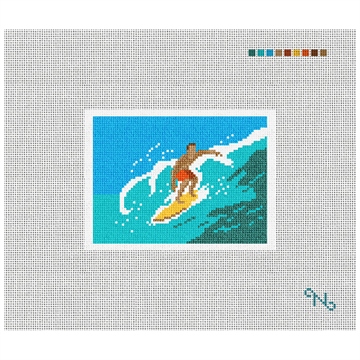 Surfing Needlepoint Card Wallet Kit Stitched Preview