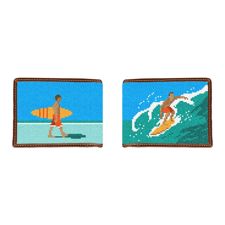 Surfing Needlepoint Wallet 