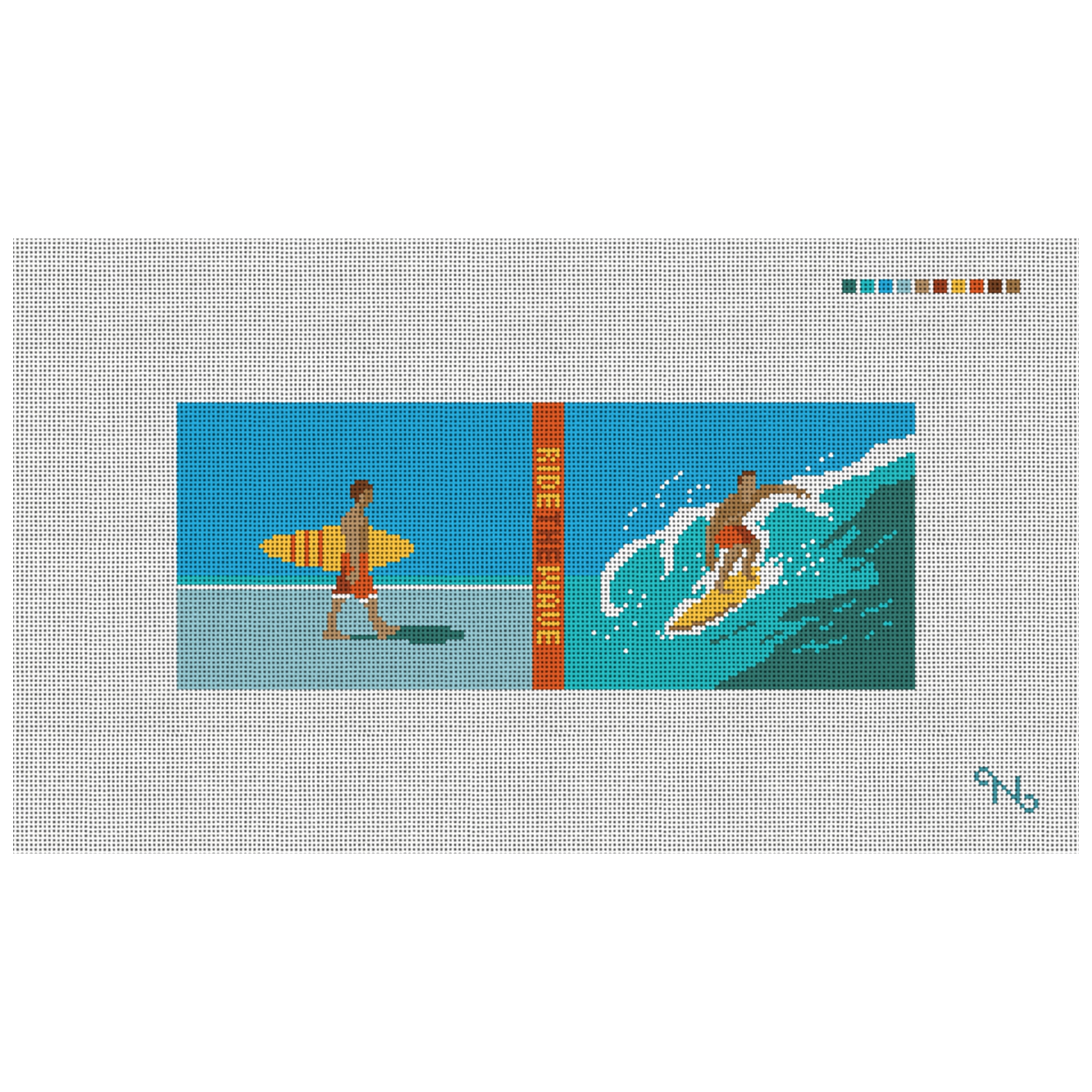 Surfing Needlepoint Wallet Kit