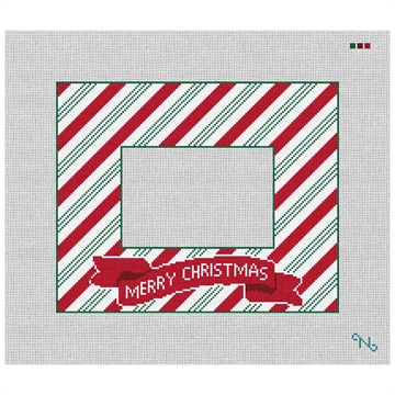Sweet Candy Stripes Picture Frame Needlepoint Kit Stitched Preview