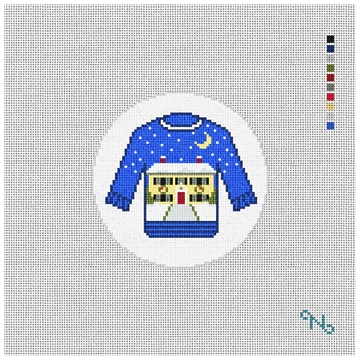 Sweet Home Ugly Sweater Needlepoint Ornament Kit Stitched Preview