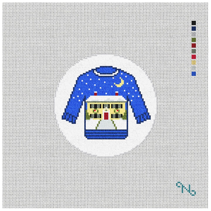 Sweet Home Ugly Sweater Needlepoint Ornament Kit Stitched Preview
