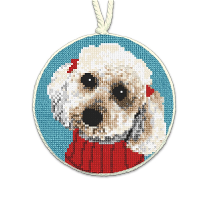 Sweet Poodle Needlepoint Ornament