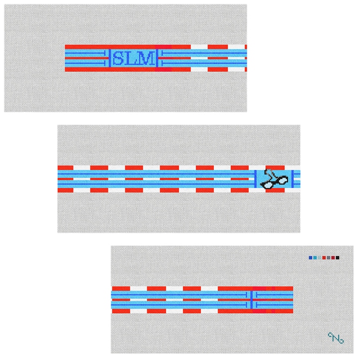 Swimming Needlepoint Belt Kit Stitched Preview