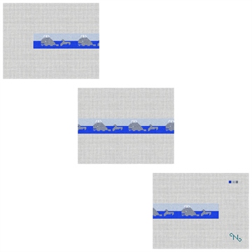 Swimming Whale Hatband Needlepoint Kit Stitched Preview