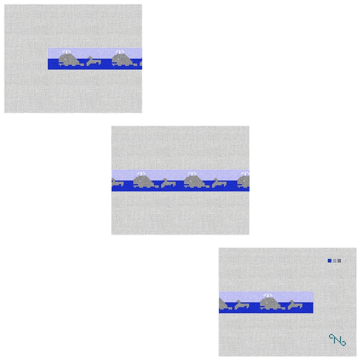 Swimming Whale Hatband Needlepoint Kit Stitched Preview