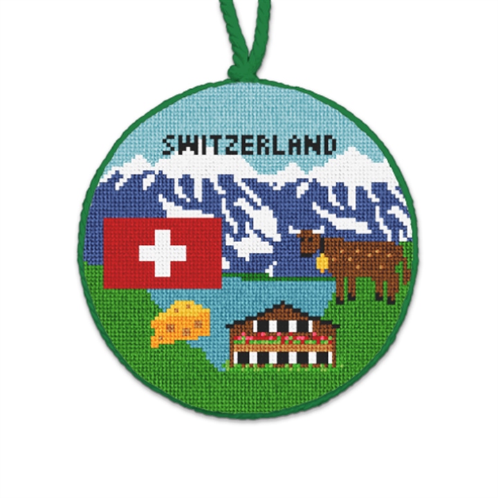Switzerland Needlepoint Ornament