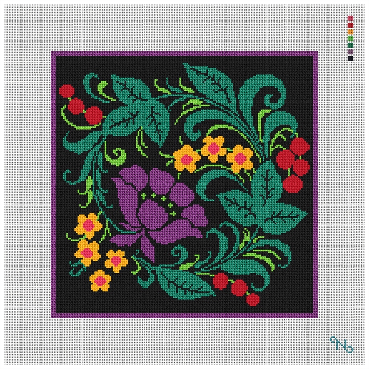 Tadley Floral Needlepoint Kit Stitched Preview