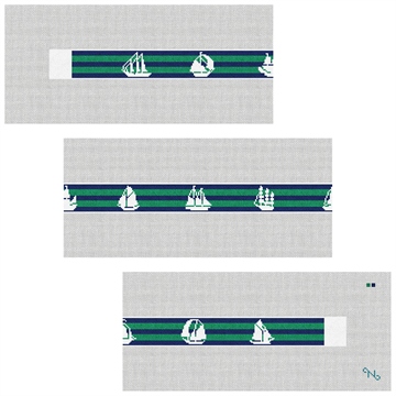 Tall Ship Marine Needlepoint Belt Kit Stitched Preview