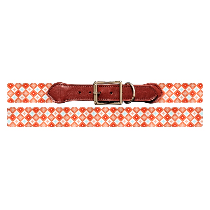 Tangerine Medallion Needlepoint Dog Collar