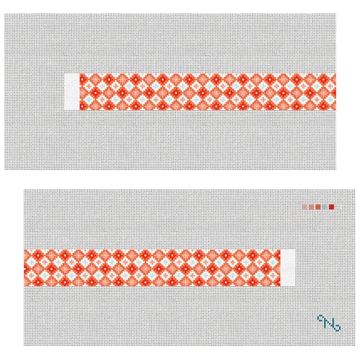 Tangerine Medallion Needlepoint Dog Collar Kit Stitched Preview
