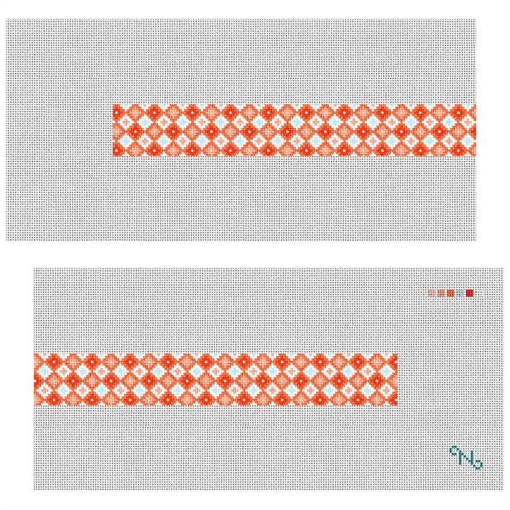 Tangerine Medallion Needlepoint Dog Collar Kit Stitched Preview