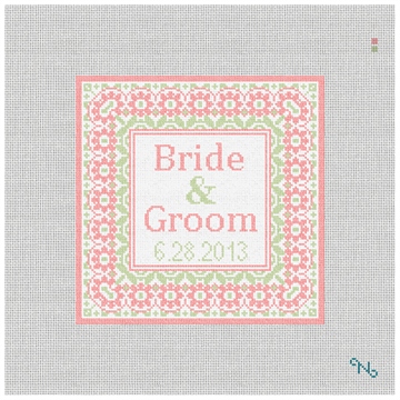 Taza Needlepoint Wedding Ring Pillow Kit Stitched Preview