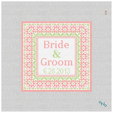 Taza Wedding Ring Bearer Pillow Needlepoint Kit Stitched Preview