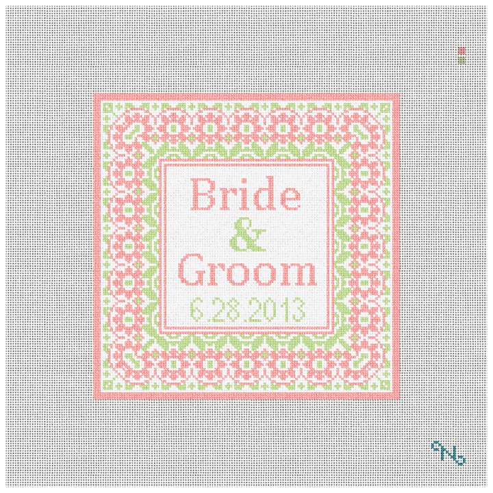Taza Wedding Ring Bearer Pillow Needlepoint Kit Stitched Preview