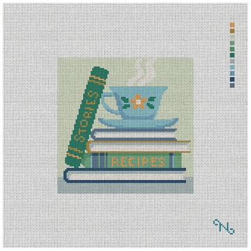 Teacup and Books Needlepoint Coaster Kit