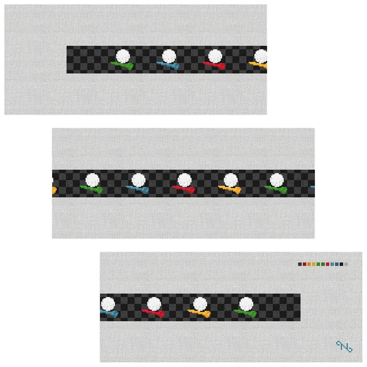 Tee Time Needlepoint Belt Kit Stitched Preview