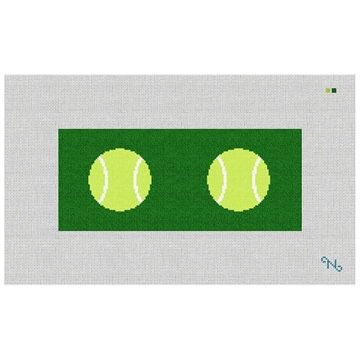 Tennis Ball Needlepoint Flask Kit Stitched Preview
