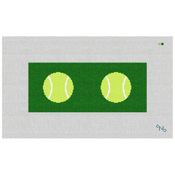 Tennis Ball Needlepoint Flask Kit Stitched Preview