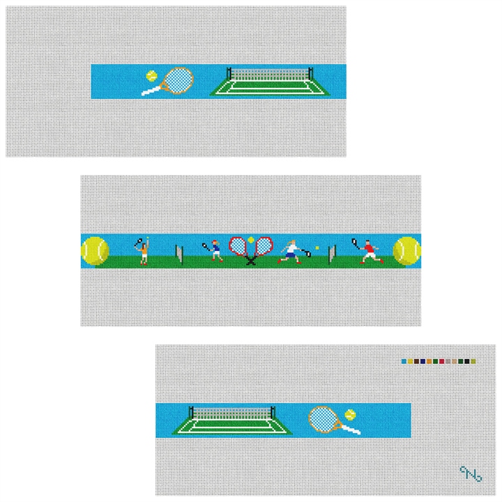 Tennis Needlepoint Belt Kit Stitched Preview