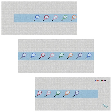 Tennis Rackets Needlepoint Belt Kit Stitched Preview