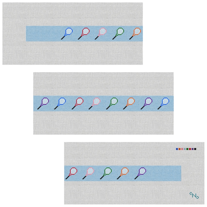 Tennis Rackets Needlepoint Belt Kit Stitched Preview