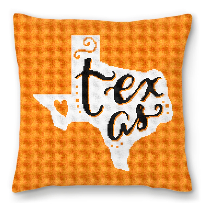 Texas Black and Gold Needlepoint Pillow