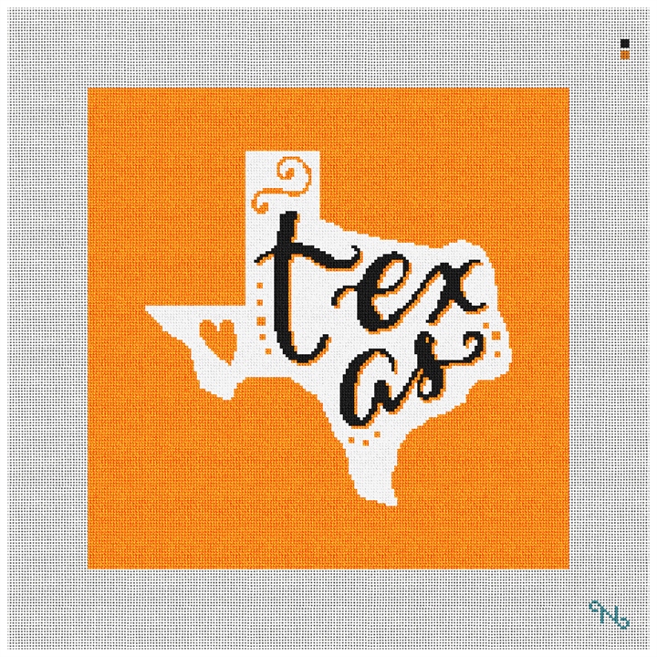Texas Black and Gold Needlepoint Pillow Kit Stitched Preview
