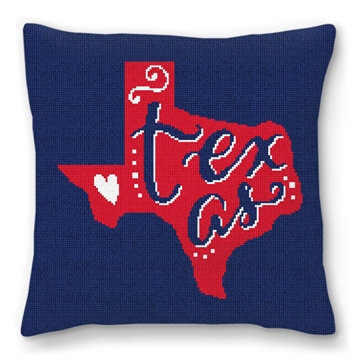 Texas Red and Blue Needlepoint Pillow