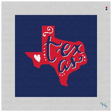 Texas Red and Blue Needlepoint Pillow Kit Stitched Preview