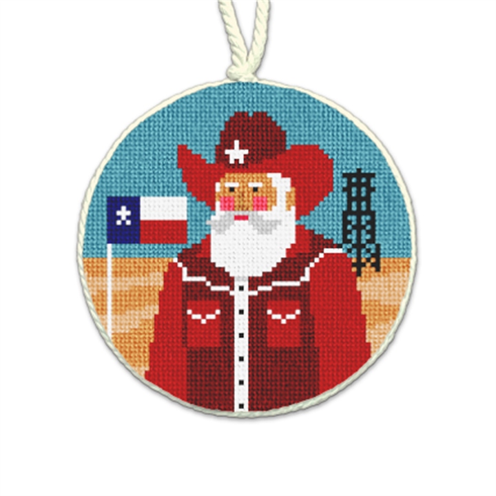 Texas Santa Needlepoint Ornament