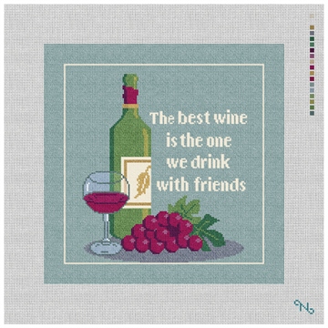 The Best Wine Needlepoint Pillow Kit Stitched Preview
