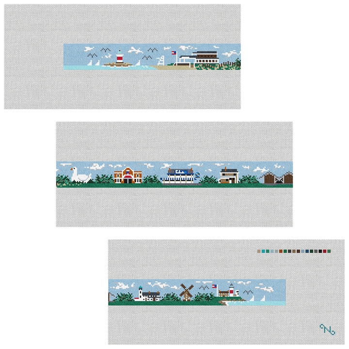 The Hamptons Needlepoint Belt Kit Stitched Preview