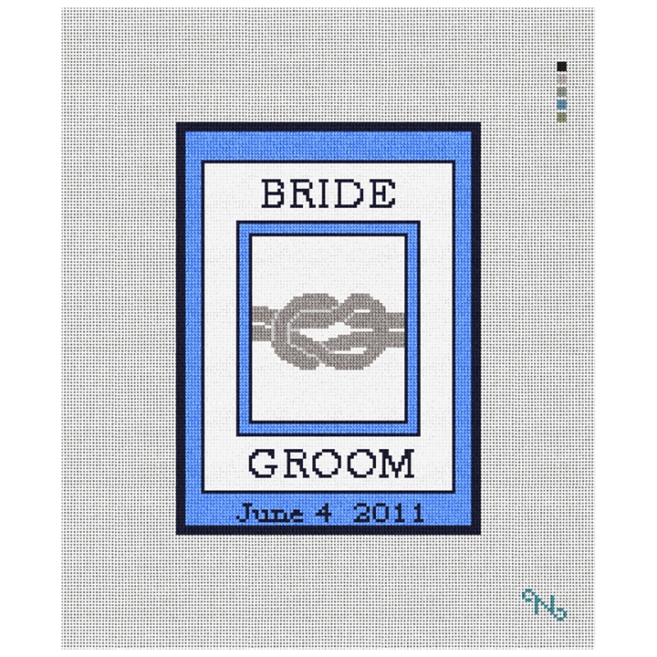 The Knot - Wedding Ring Bearer Pillow Kit Stitched Preview