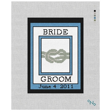 The Knot Ring Bearer Needlepoint Pillow Kit Stitched Preview