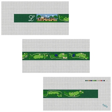 The Ledges Golf Course Needlepoint Belt Kit Stitched Preview